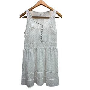 Quiksilver Sheer Chiffon Black & White Polka Dot Dress Overlay & Slip Dress XS